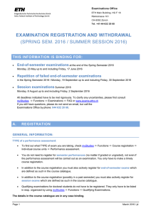 Binding intructions examination Registration/Withdrawal