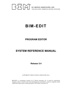 BIM-EDIT User Reference Manual