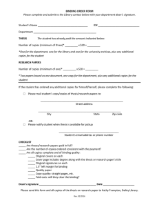BINDING ORDER FORM Please send this form and all copies of the