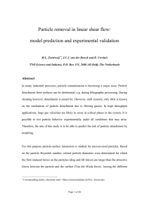 Particle removal in linear shear flow: model prediction and