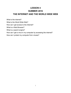 LESSON 4 SUMMER 2016 THE INTERNET AND THE WORLD