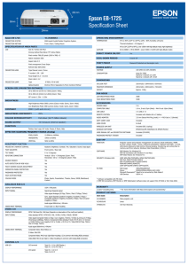 Epson EB-1725 Specification Sheet