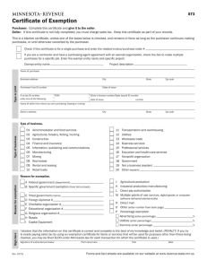 ST3, Certificate of Exemption - Minnesota Department of Revenue