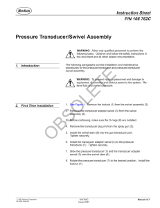 Pressure Transducer/swivel Assembly