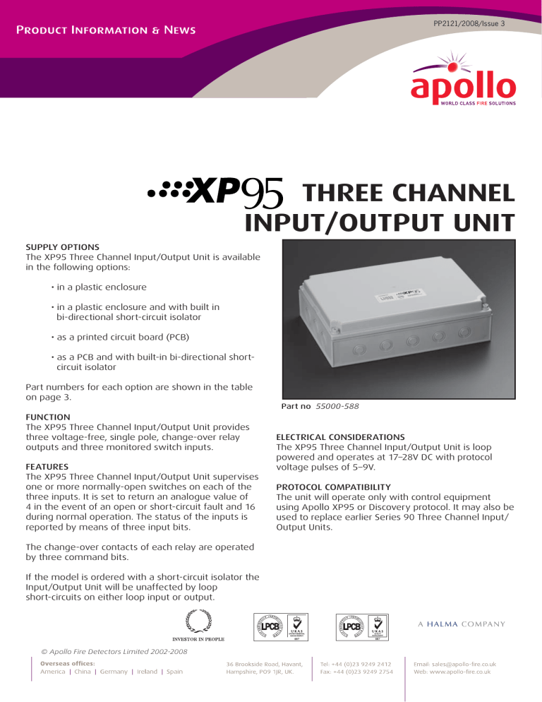 XP95 Three Channel Input/Output Unit