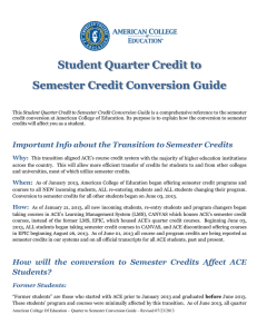 Student Quarter Credit to Semester Credit Conversion Guide