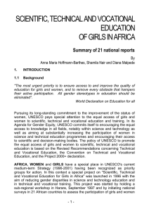 scientific, technical and vocational education of girls in africa