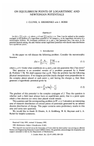 on equilibrium points of logarithmic and newtonian potentials