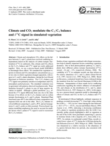 Climate and CO2 modulate the C3/C4 balance and δ 13C signal in