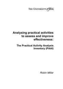 Analysing practical activities to assess and improve effectiveness