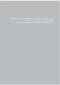 fairness opinion prepared for banca intesa spa by prof. p. iovenitti as