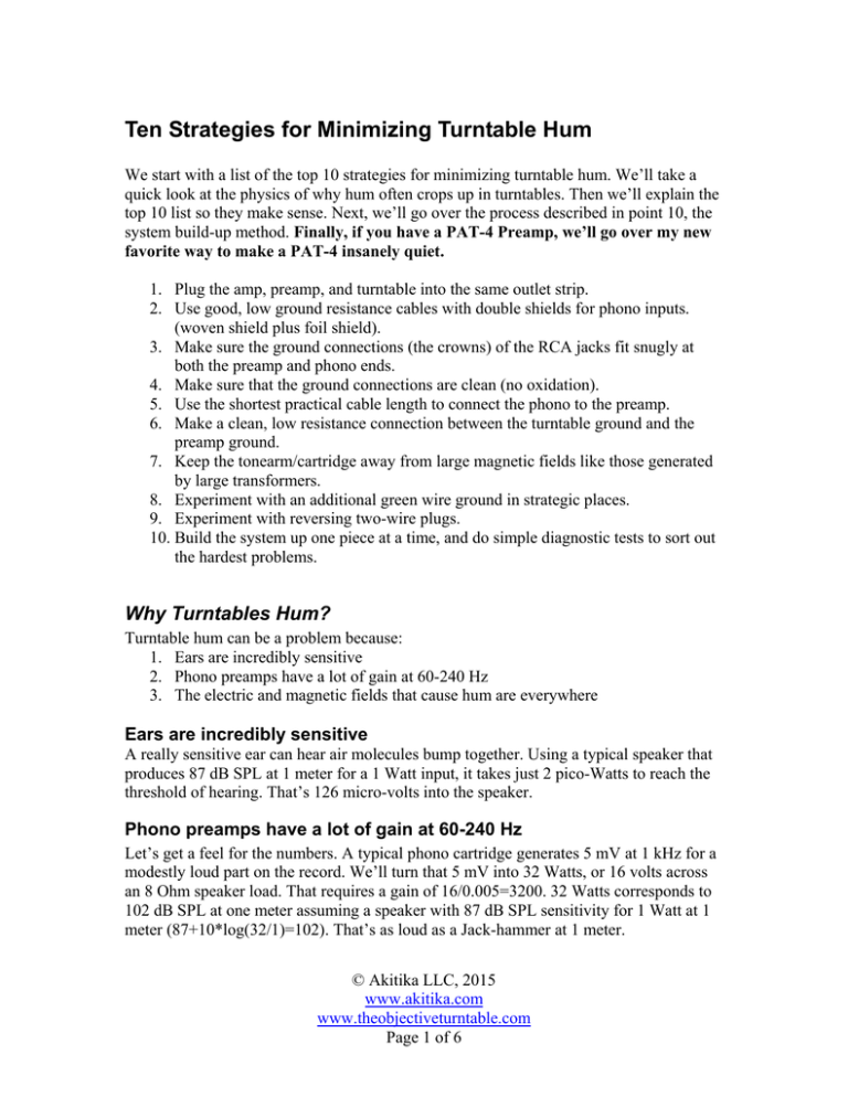 Ten Strategies for Minimizing Turntable Hum