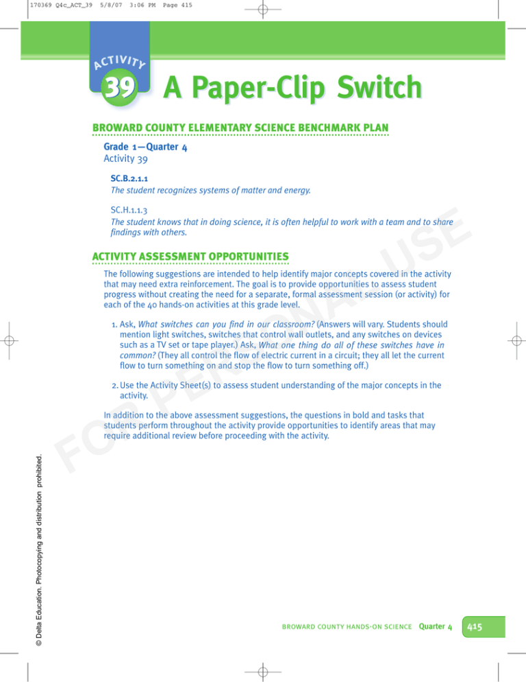 39 A Paper Clip Switch