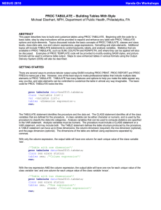 PROC TABULATE - Building Tables With Style