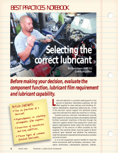 Selecting the correct lubricant