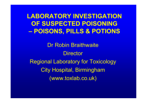 laboratory investigation of suspected poisoning