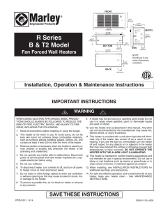 GFR Series - Fan-Forced Wall Heaters Instruction Manual