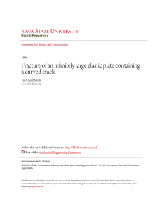 Fracture of an infinitely large elastic plate containing a curved crack