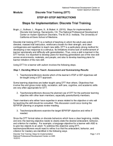 Steps for Implementation: Discrete Trial Training