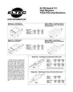 ELTECdata # 111 High Megohm Thick Film Chip Resistors