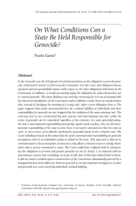On What Conditions Can a State Be Held Responsible for Genocide?