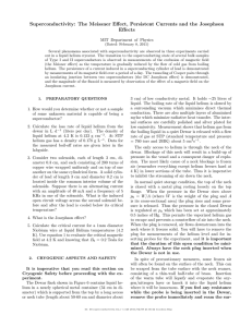 Superconductivity: The Meissner Effect, Persistent Currents