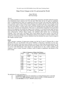 Major Power Outages in the US, and around the World