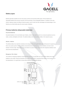 Battery types Primary batteries (disposable batteries)