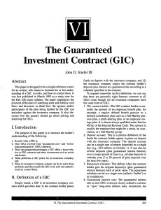The Guaranteed Investment Contract (GIC)