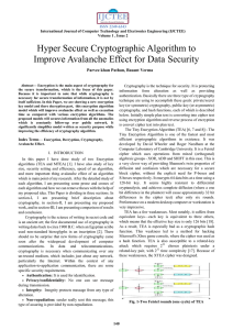 Hyper Secure Cryptographic Algorithm to Improve Avalanche Effect