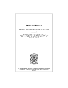 Public Utilities Act - The Nova Scotia Legislature