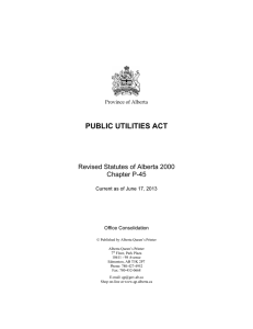 public utilities act - Alberta Queen`s Printer