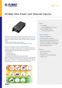 60-Watt Ultra Power over Ethernet Injector