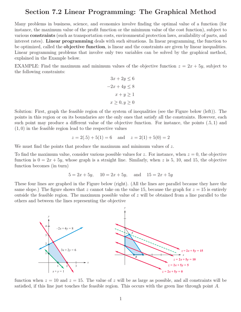 Section 7 2 Linear Programming The Graphical Method