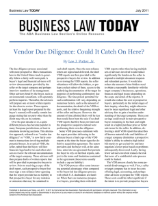 Vendor Due Diligence: Could It Catch On Here?