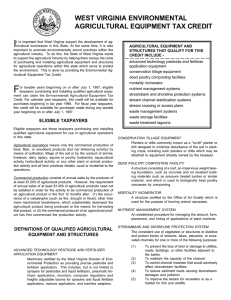 west virginia environmental agricultural equipment tax credit