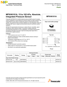 MPXH6101A, 15 to 102 kPa, Absolute, Integrated Pressure Sensor