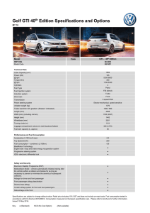 Golf GTI 40th Edition Specifications and Options