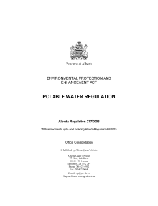 potable water regulation - Alberta Queen`s Printer