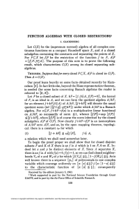 FUNCTION ALGEBRAS WITH CLOSED RESTRICTIONS1 (1) \\f + kF