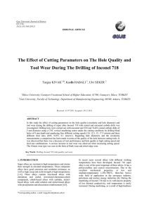 The Effect of Cutting Paramaters on The Hole Quality