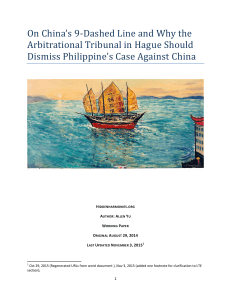 On China`s 9-Dashed Line and Why the Arbitrational Tribunal in