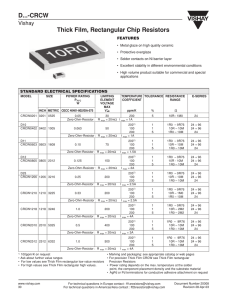 D...-CRCW Thick Film, Rectangular Chip Resistors