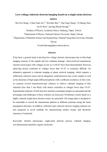 Low-voltage coherent electron imaging based on a single