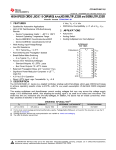 High-Speed CMOS Logic 16-Channel Analog Multiplexer and