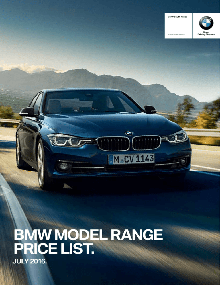 BMW MODEL RANGE PRICE LIST. - Bmwgroup