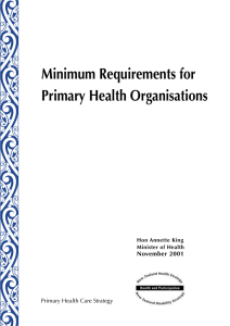 Minimum Requirements for Primary Health Organisations