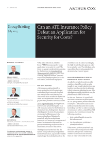 Can an ATE Insurance Policy Defeat an Application for Security for