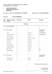 Annex to ISO/IEC 17025 declaration of accreditation for