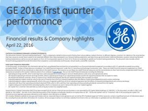 Imagination at work. GE 2016 first quarter performance